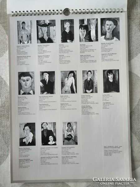 Modigliani wall calendar 1985
