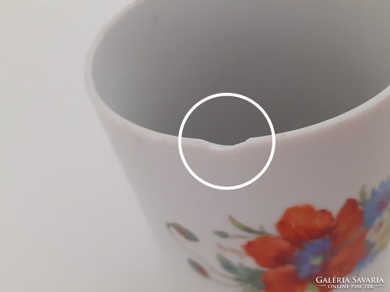 Régi Zsolnay porcelán bögre pipacsos mezeivirágos teás csésze 1 db