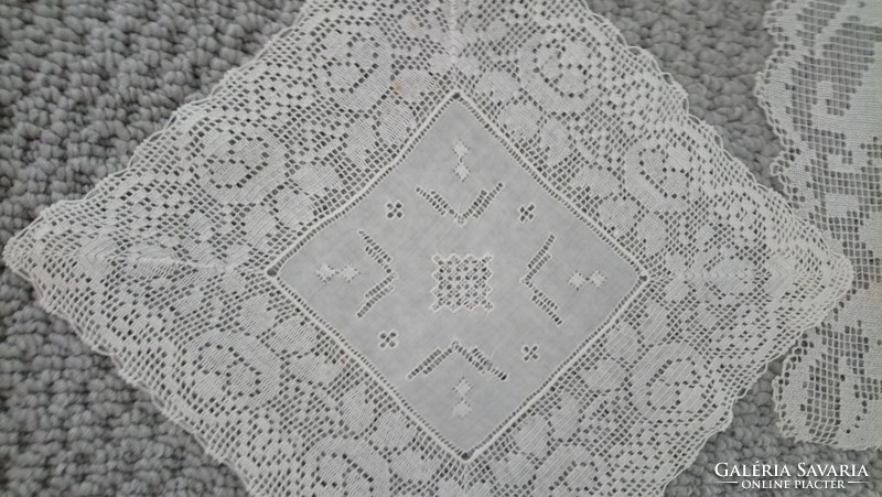 Antique Art Nouveau rece lace, crocheted handkerchief, embroidery ornament. Handkerchief, etc. 5 pcs are perfect