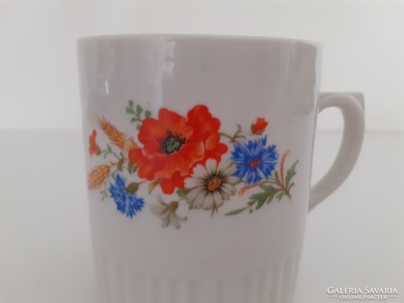 Régi Zsolnay porcelán csésze pipacsos mezeivirágos teás bögre 1 db