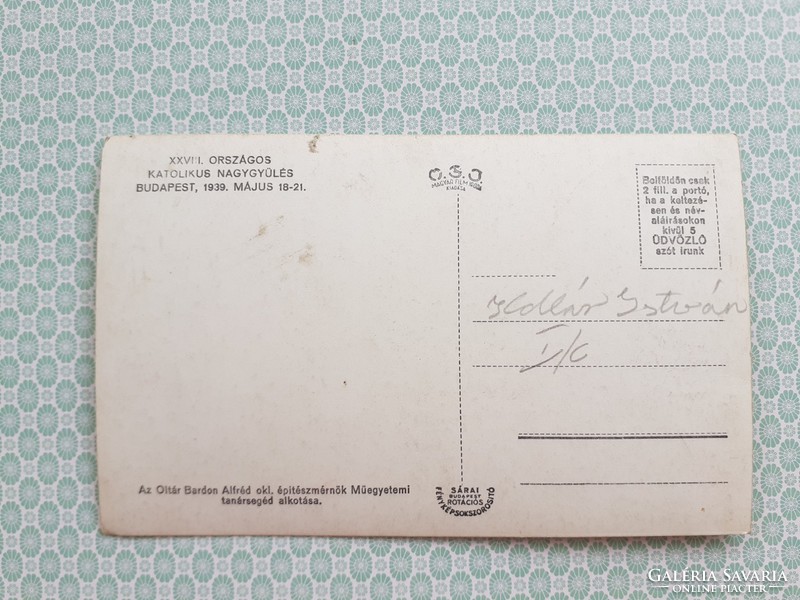 Régi képeslap 1939 XXVIII. Orsz. Katolikus Nagygyűlés Budapest fotó levelezőlap