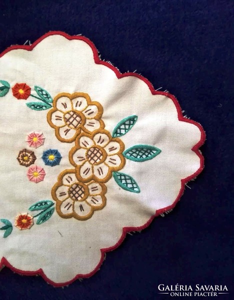 Needlework, embroidered oval tablecloth