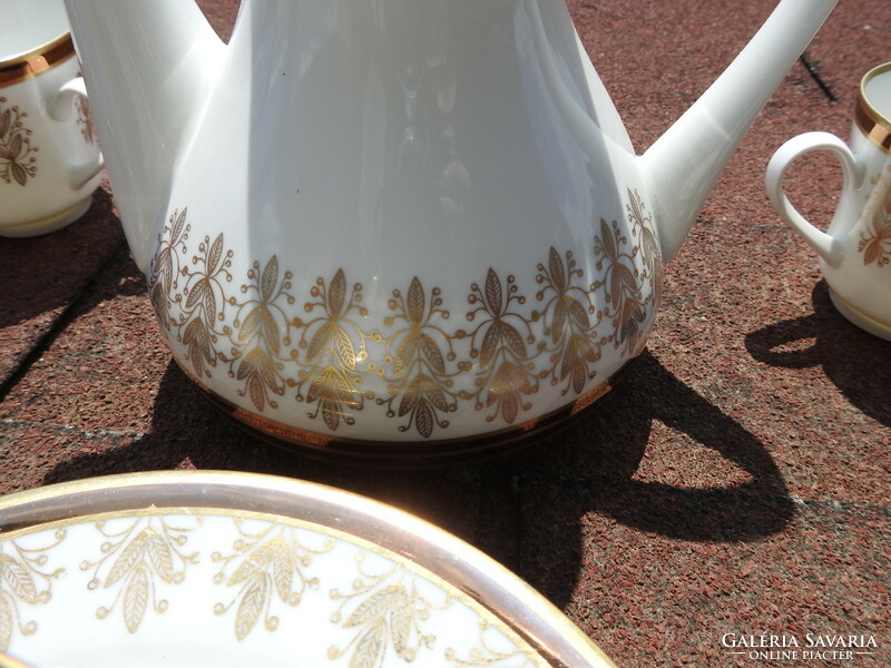 Weimar -i porcelán teás / hosszúkávés készlet - gazdag aranyozással