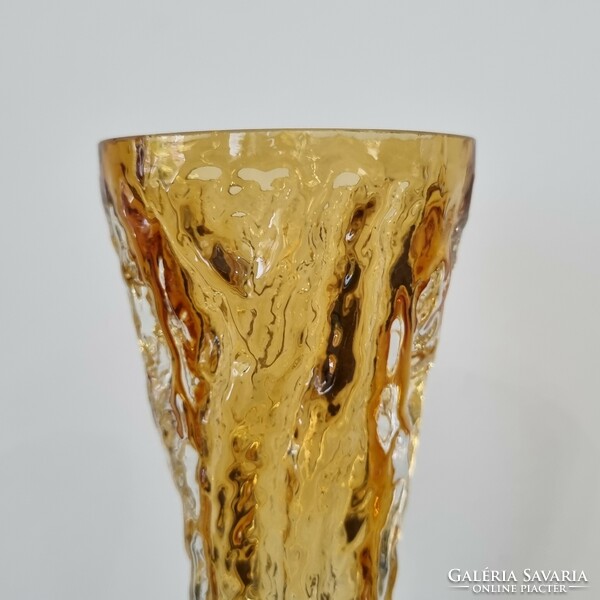 Ingrid Glashutte -texturált felületű, vintage üveg váza (70-es évek)