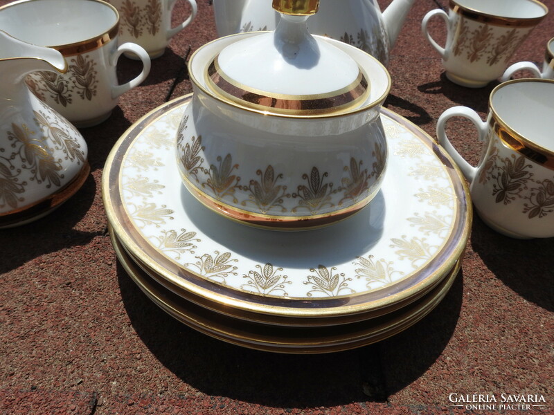 Weimar -i porcelán teás / hosszúkávés készlet - gazdag aranyozással