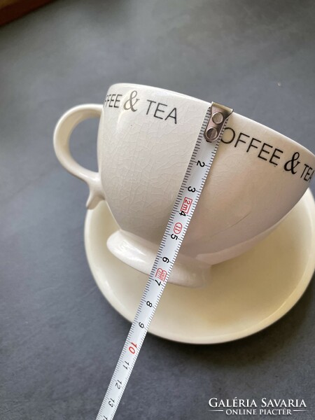 “Coffee & Tea” fehér fajansz teás,  cappuccinos csésze alátéttel 1 db