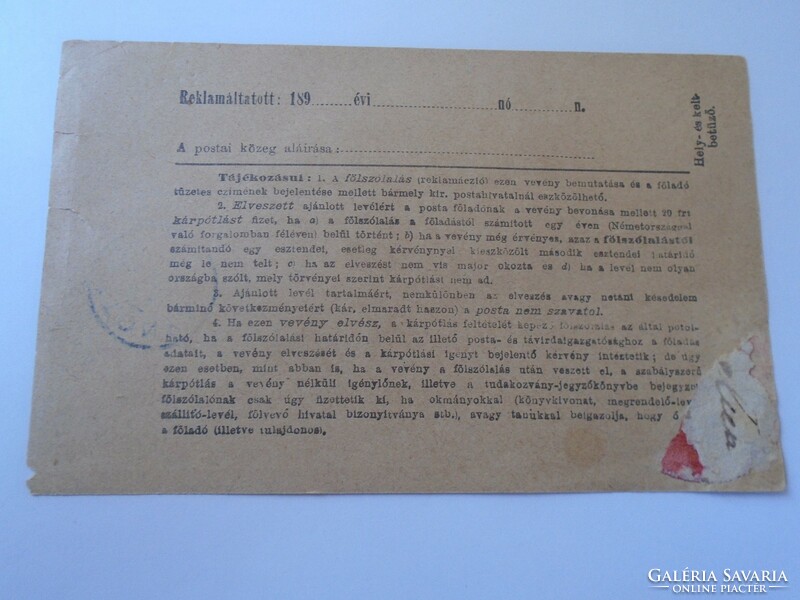D190526 Postal Receiver Battonya 1897