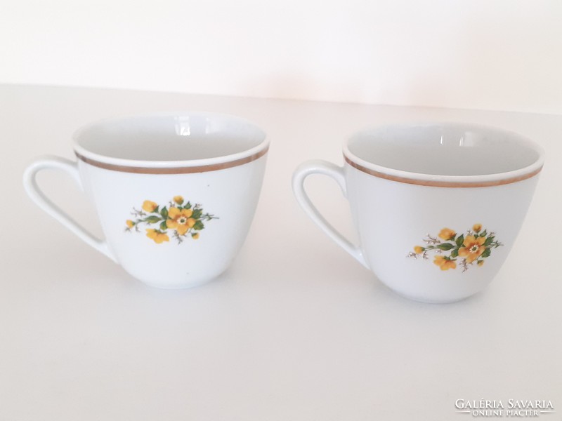 Old 2 pcs zsolnay porcelain cup with yellow flower mug