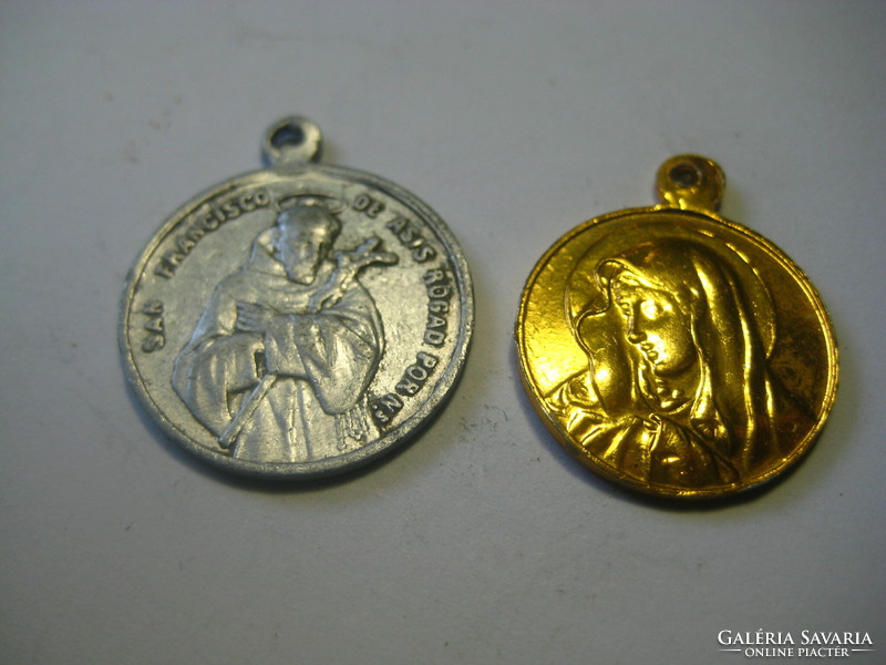 Katulikus vallási medálok  2 db  ,  16 és  20 mm   Mária és Szent Antal