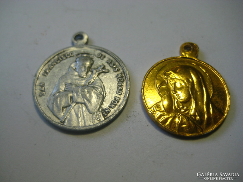 2 Catholic religious pendants, 16 and 20 mm Mary and Saint Antal