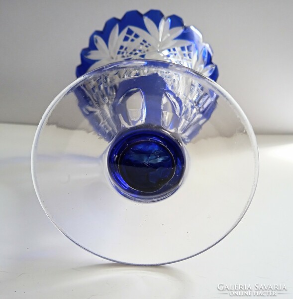 Blue crystal vase 15.5Cm