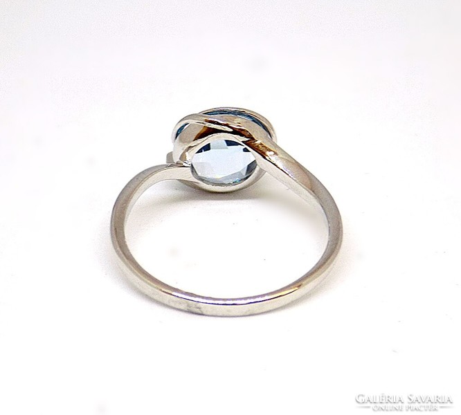 Fehér arany gűrű kék topázzal (ZAL-Au108320)