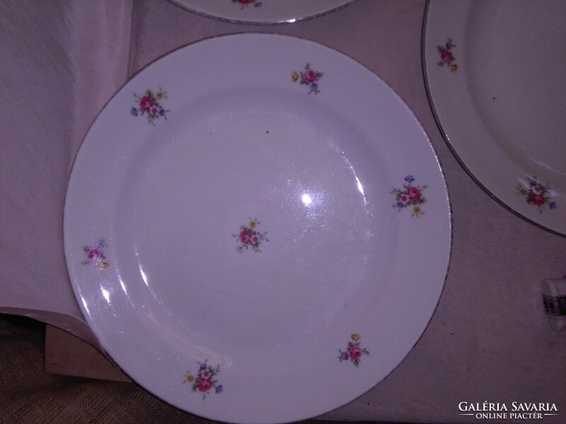 Five pieces of small floral zsolnay flat plate - together