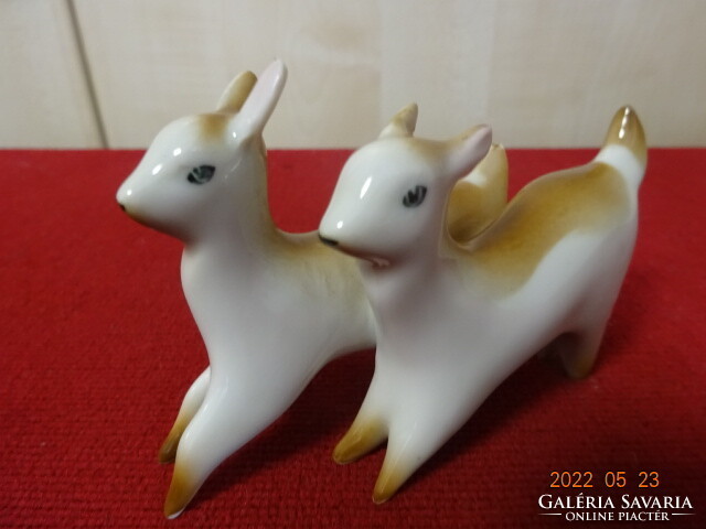 Zsolnay porcelain figurine, goat pair, length 9 cm. He has! Jókai.