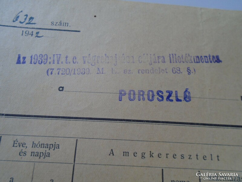 Ad00007.8 Biroszló birth certificate 1942 Sárközi kiss