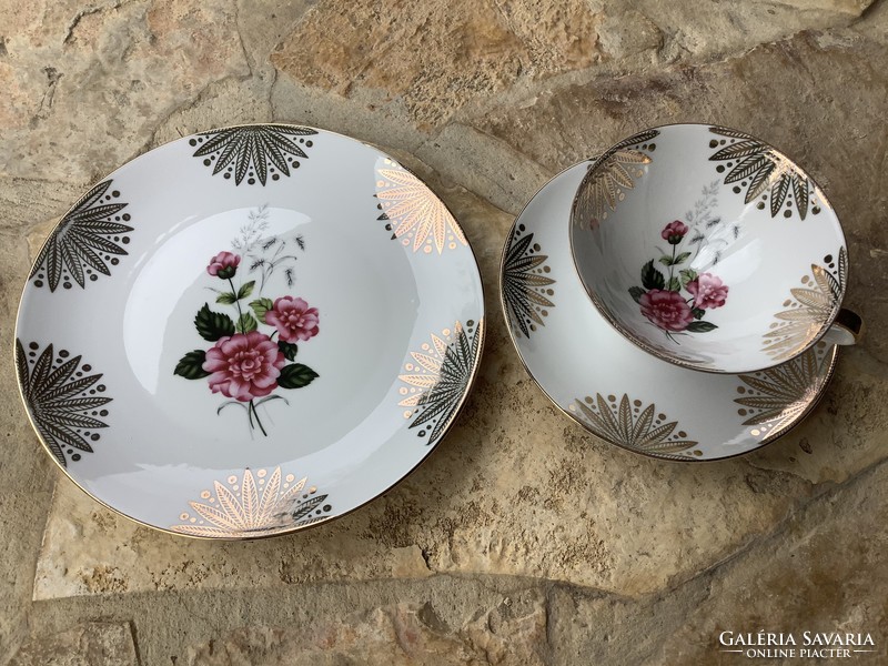 Bavaria Winterling porcelán rózsás reggeliző készlet rózsaszín illatgyertya egyedi ajándék