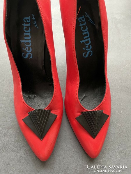 Vintage“Seducta Studio”designer kézzel készült vajpuha piros cipő a ‘80- as évekből