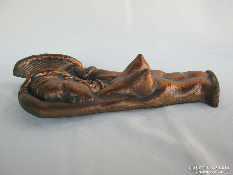 Bronzed metal wall decoration African female nude 31 cm