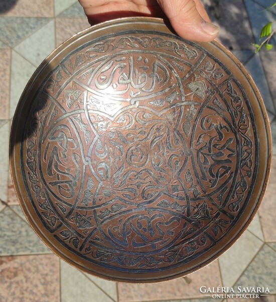 Perzsa keleti Disztal kínàló Fali tál Fali dísz, Perzsa keleti ezüst vagy ón berakàsos kézimunka
