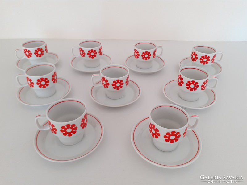 Retro Hollóházi porcelán régi kávés csésze virágos vintage mokkás