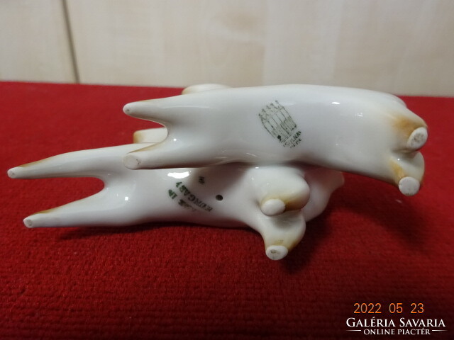 Zsolnay porcelán figura, kecske páros, hossza 9 cm. Vanneki! Jókai.