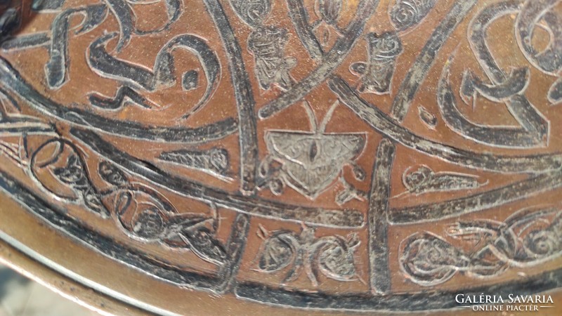 Persian Oriental Distal Wall Bowl Wall Decoration Persian Oriental Silver or Tin Inkwork