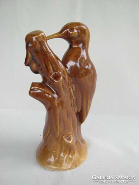 Marked glazed ceramic bird woodpecker