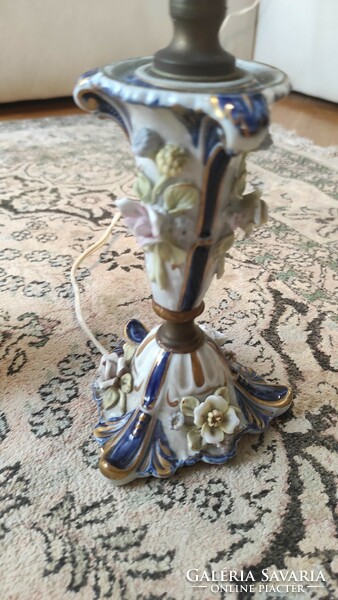 Antique porcelain table lamp rosy, marked