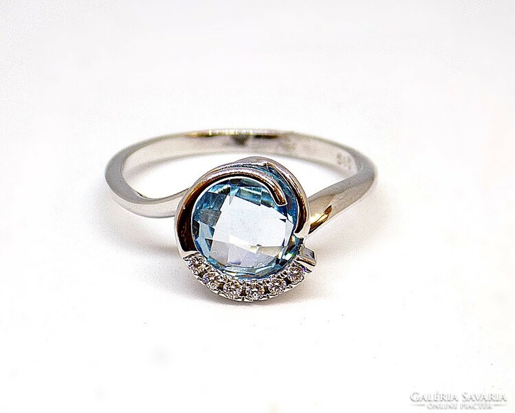 White gold ring with blue topaz (zal-au108320)