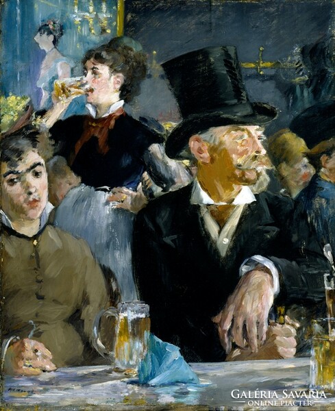 Manet - in cafe - canvas reprint on blindfold