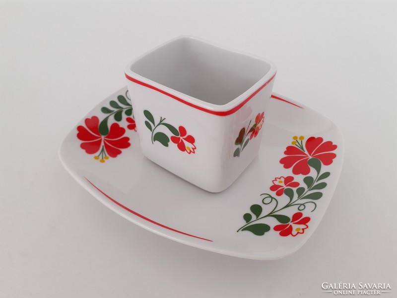 Retro 2 db Hollóházi porcelán kalocsai mintás cigarettatartó hamutál