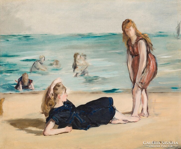 Manet - on the beach - canvas reprint scratch card