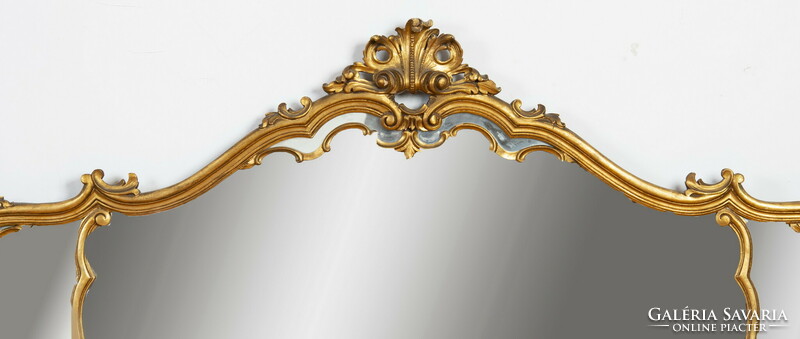 Large console mirror with gilded wooden frame - divided into 3 parts