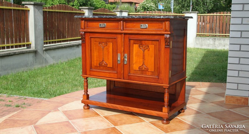 Old German marble carved chest of drawers