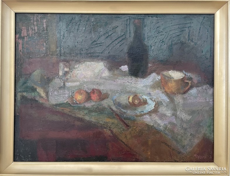 Oil painting by László Meggyes (1928-2003) 60x80 cm picture gallery + gift!