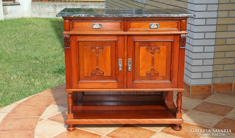 Old German marble carved chest of drawers