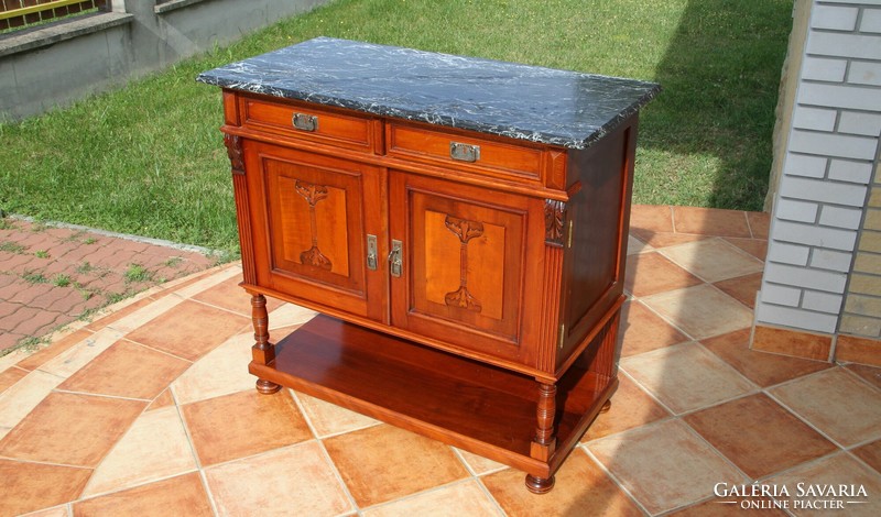 Old German marble carved chest of drawers