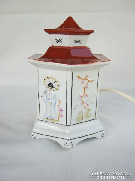 Retro ... gésás cseresznyevirágos pagoda alakú porcelán lámpa parfümlámpa