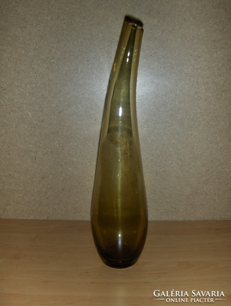 Egyszálas barna üveg váza 34 cm (7/d)