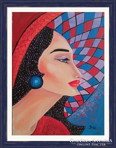 ----- The blue earrings- painting, abstract