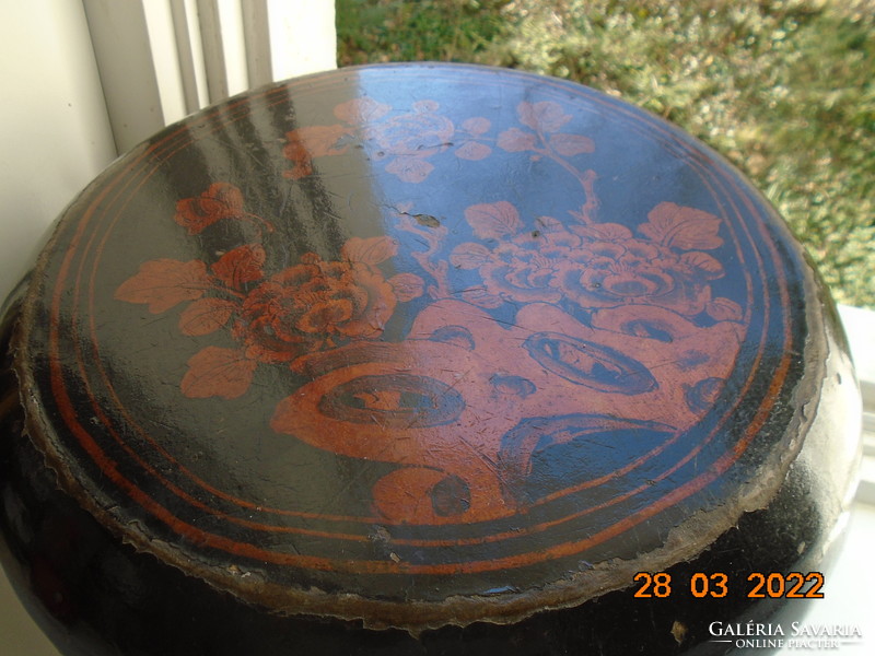 Antique Chinese large size wedding hand painted antique gold pattern lacquer wood box