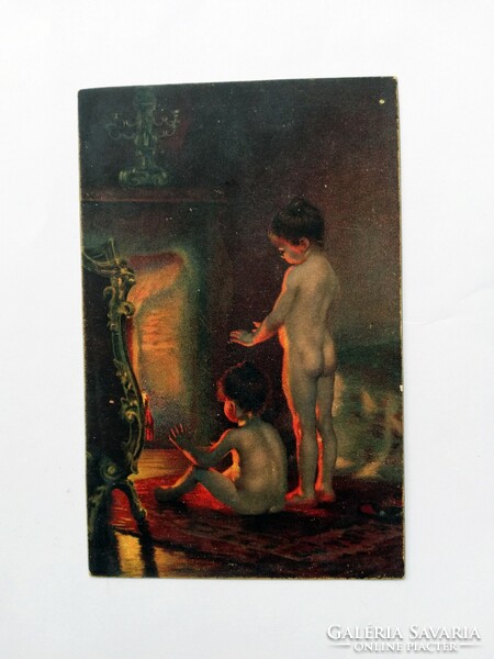 Antik, litho, művészeti képeslap, Stengel 175.