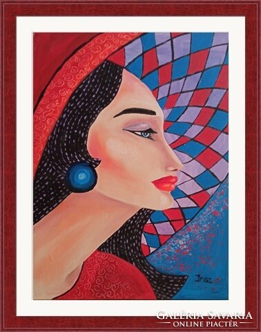 ----- The blue earrings- painting, abstract