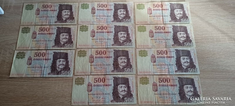 1956-os mintázatú 500 forintos egyben a 11 db