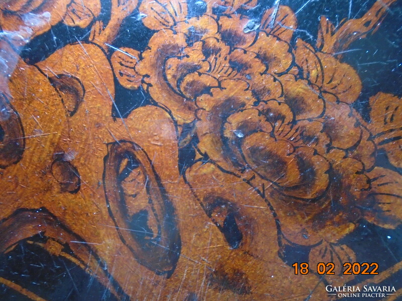 Antik kínai nagy méretű esküvői kézzel festett óarany mintával lakkfa doboz