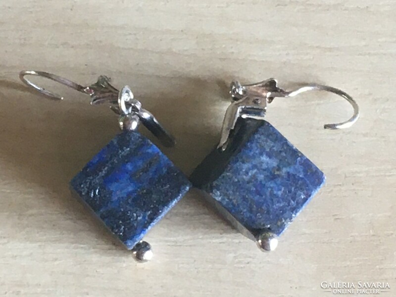 Lapis lazuli earrings with silver marked fitting