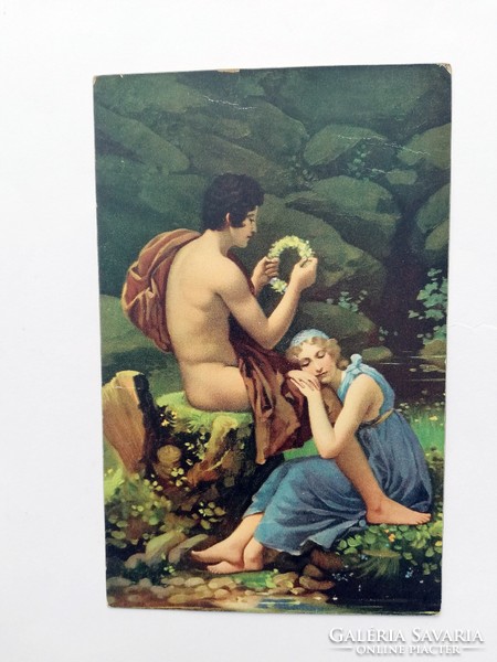 Antik, litho, művészeti képeslap, Stengel 190.