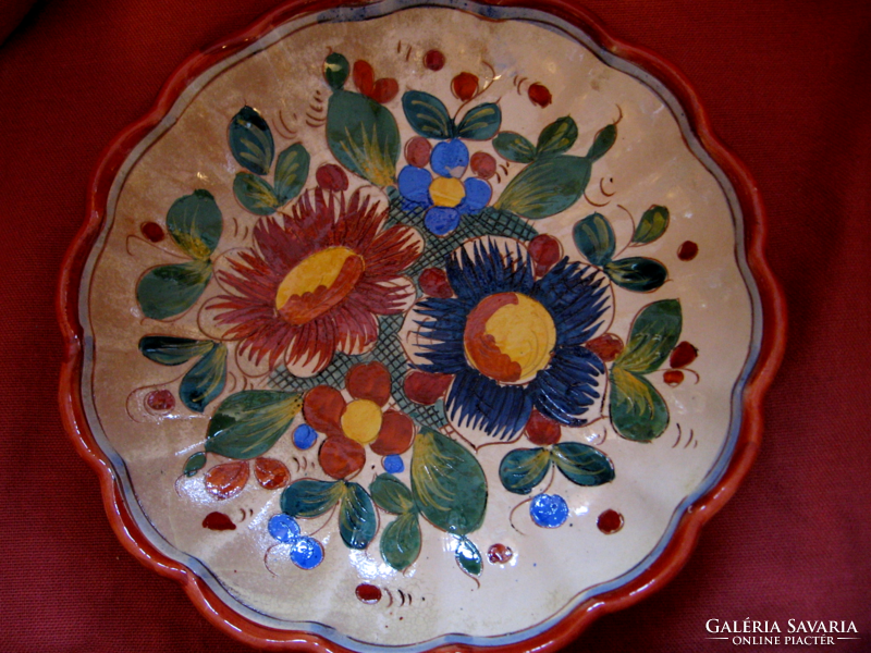 Large Italian artistic floral marked wall bowl