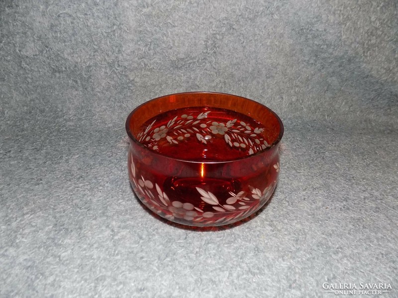 Retro red polished glass bowl centerpiece (6p)