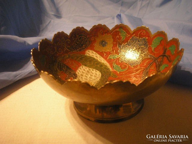 N15 antique fire enamel bird, leaf flower ornate table center rarity 20 x 10 cm free of charge